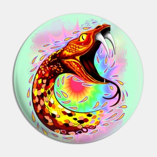 Snake Attack Psychedelic Art Pin