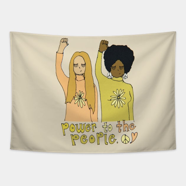 power to the people // retro art by surfy birdy Tapestry by surfybirdy