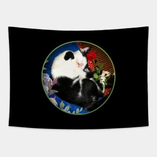 cute cat baby with flowers Tapestry