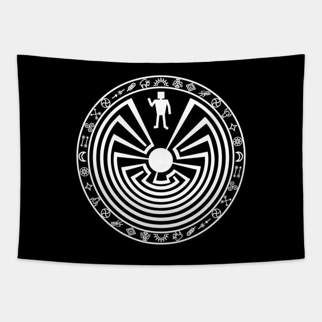 Man in the Maze [white] Tapestry by PeregrinusCreative