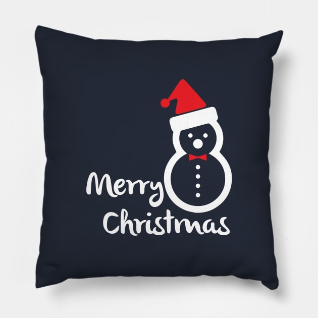 Merry Christmas Happy Snowman With Santa Hat - Merry Christmas Gift Pillow by xoclothes