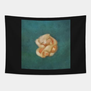 Sleeping baby Bunny illustration Soft Colors Tapestry