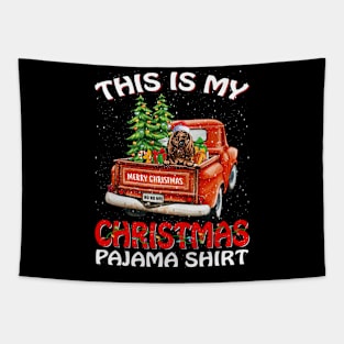 This Is My Christmas Pajama Shirt Bloodhound Truck Tree Tapestry