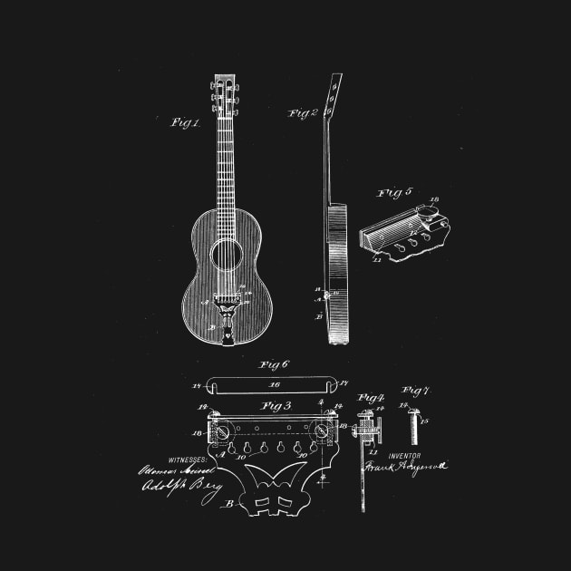 adjustable tail piece for guitar Vintage Patent Drawing by TheYoungDesigns