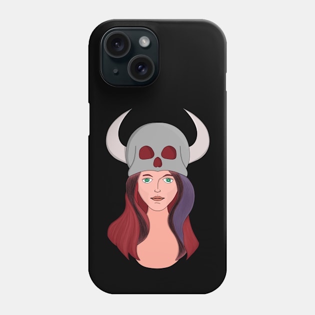 Woman Wearing a Skull With Horns Phone Case by DiegoCarvalho