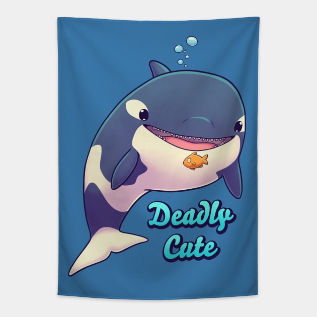 Deadly Cute Orca // Kawaii Whale, Sea Life, Animals Tapestry by Geekydog