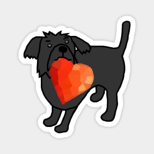 Cute Valentines Day Dog with Red Heart Magnet