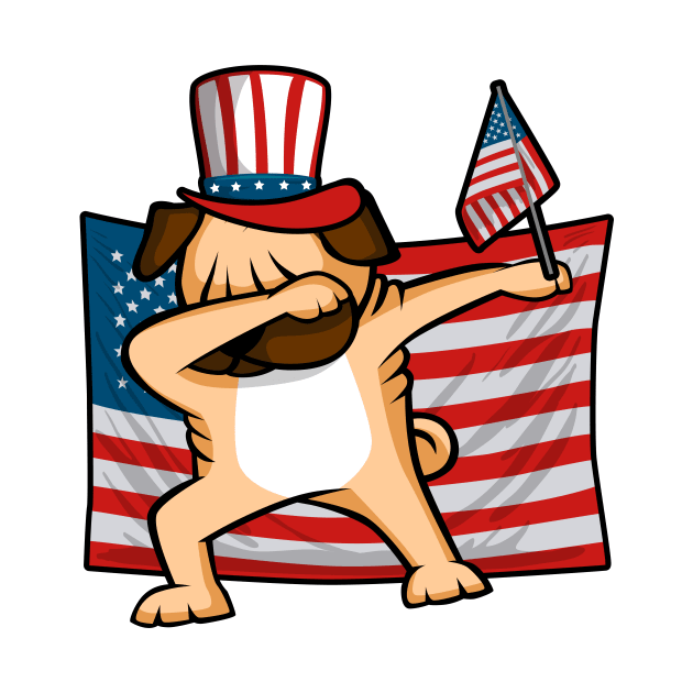 Dab For Freedom Pug American Flag by teevisionshop