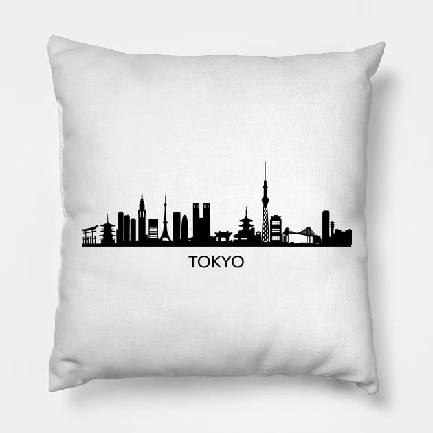 Tokyo Skyline Pillow by Elenia Design