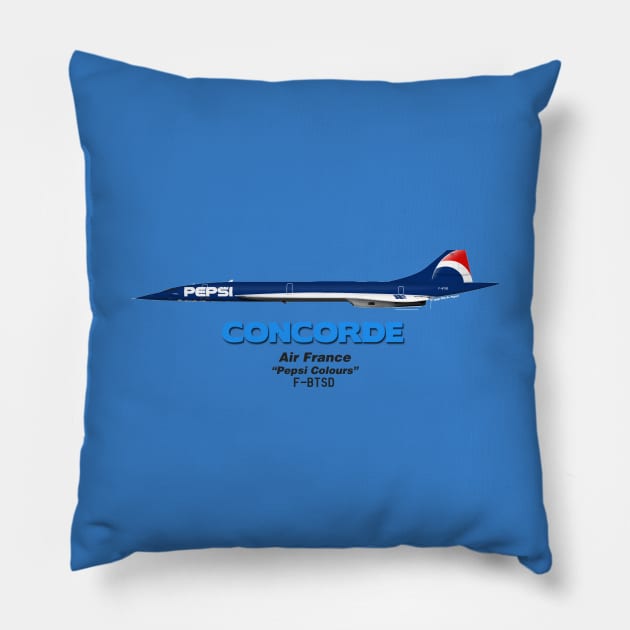 Concorde - Air France "Pepsi Colours" Pillow by TheArtofFlying