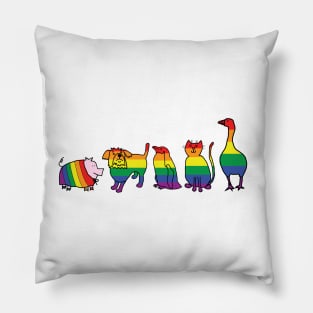 Cute Animals Group Ready For Pride Month Pillow