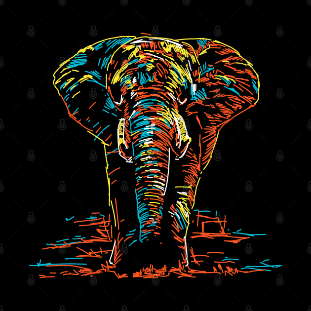 elephant colorful abstract by Mako Design 