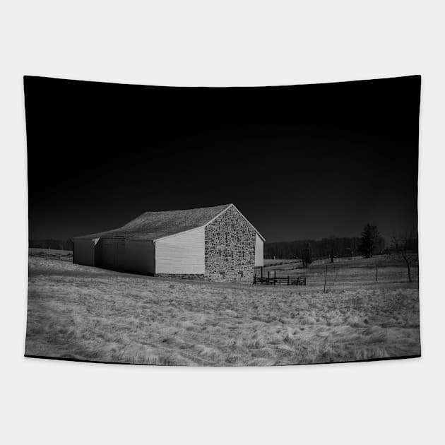 McPherson's Barn in Black and White Tapestry by Enzwell