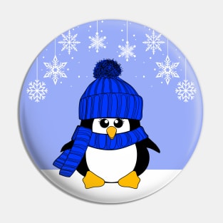 Krimbles Festive Christmas Royal Blue Snowflake Penguin Pin