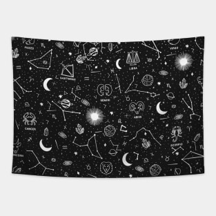 Star sign pattern - white Tapestry