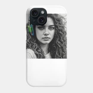 girl with headphone Phone Case