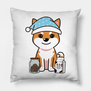 Cute orange dog is having a midnight snack Pillow