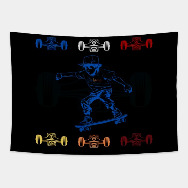 Funny skater skateboarder Tapestry by Funtomass