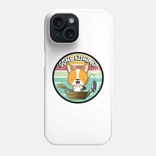 Cute corgi dog has gone fishing Phone Case