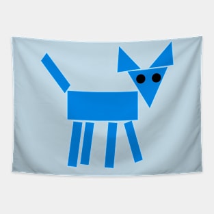 Basic Geometric Blue Dog Tapestry