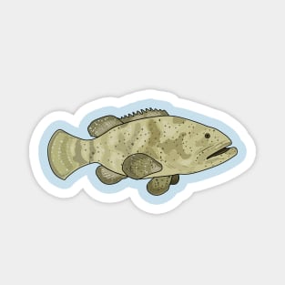 Grouper fish cartoon illustration Magnet