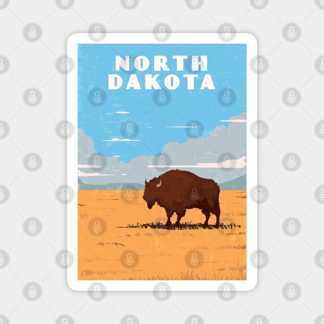 North Dakota, USA .Retro travel poster Magnet by GreekTavern