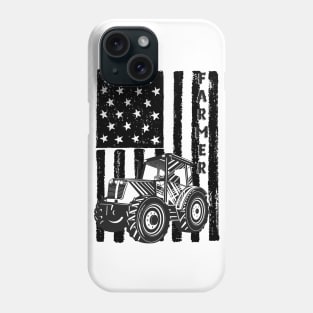 Vintage American flag tractor gift for farmer Phone Case