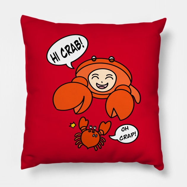 Cute chibi cartoon crab Pillow by Andrew Hau