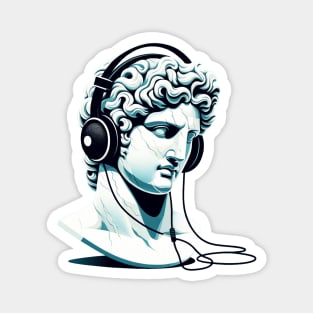 Greek/Roman Marble Statue Bust Wearing Headphones Magnet