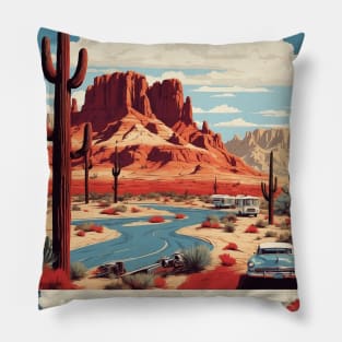 Arizona United States of America Tourism Vintage Poster Pillow