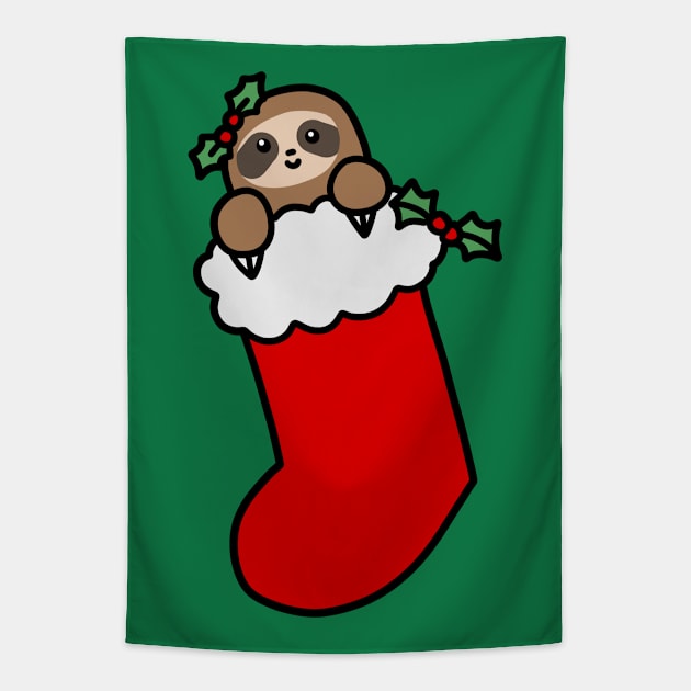 Christmas Stocking Sloth Tapestry by saradaboru