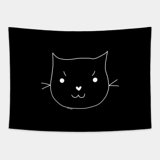 Determined Cartoon Cat (White) Tapestry