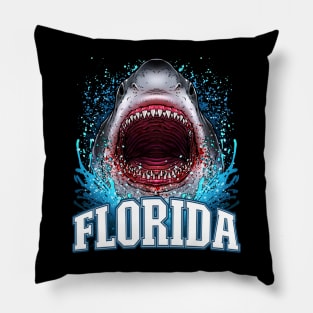 Florida Great White Shark Beach Vacation Pillow