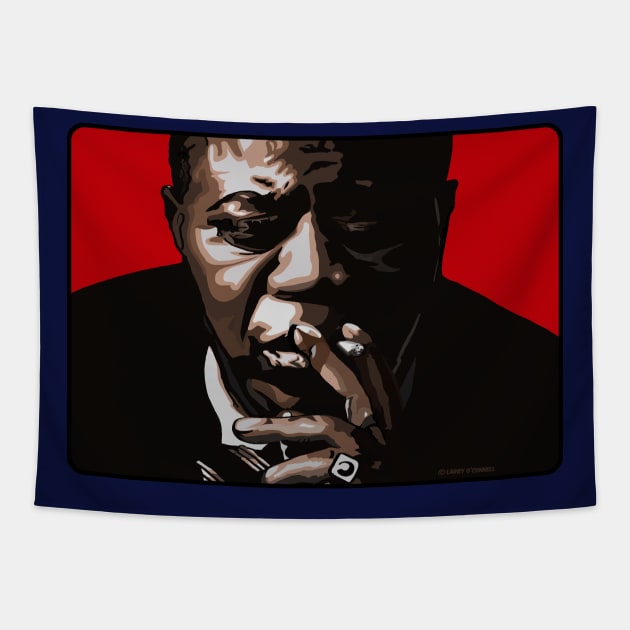 Pop Art of Louis Armstrong in red Tapestry by FanboyMuseum