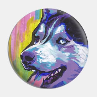 Siberian Husky Bright colorful pop dog art Pin