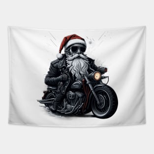 Santa on motorbike Tapestry