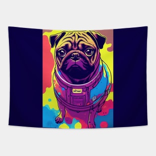 Astronaut pug portrait Tapestry