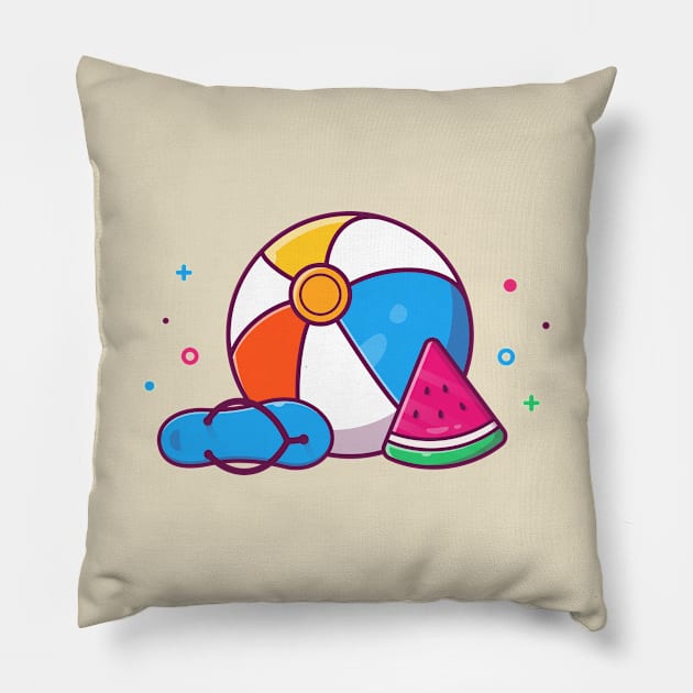 Ball, Sandal With Watermelon Cartoon Pillow by Catalyst Labs