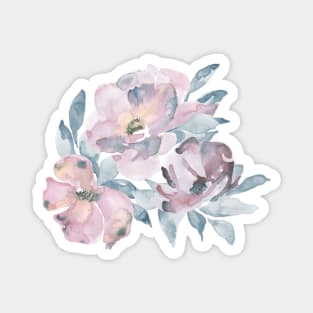 Watercolor of pink and purple flowers Magnet