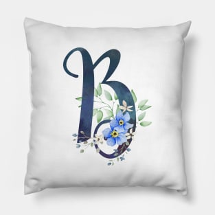 Floral Monogram B Wild Blue Flowers Pillow