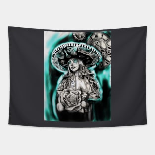 day of the dead tattoo art Tapestry