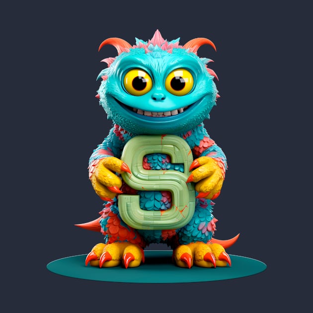 Cute Monster for Kids Alphabet Letter S Funny Back to School by Ariela-Alez