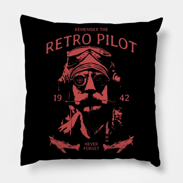 airplane pilot retro vintage Pillow by Supertrooper