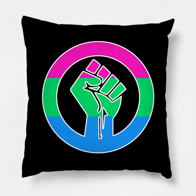 Black Lives Matter Fist Circled LGBTQ Flag Polysexual Pillow by aaallsmiles