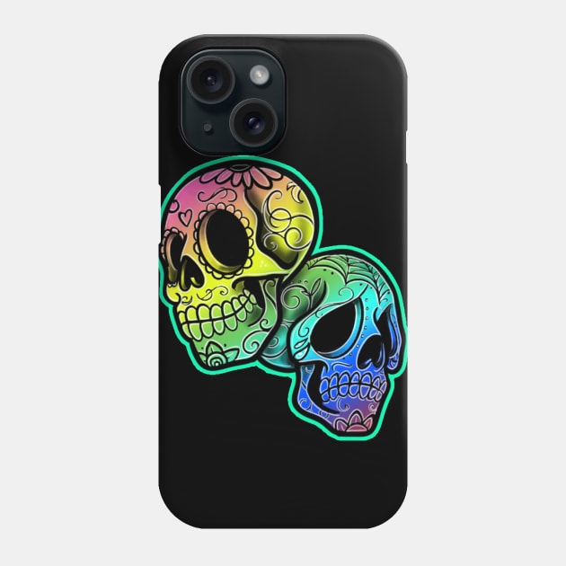 day of the dead skulls Phone Case by Squatchyink