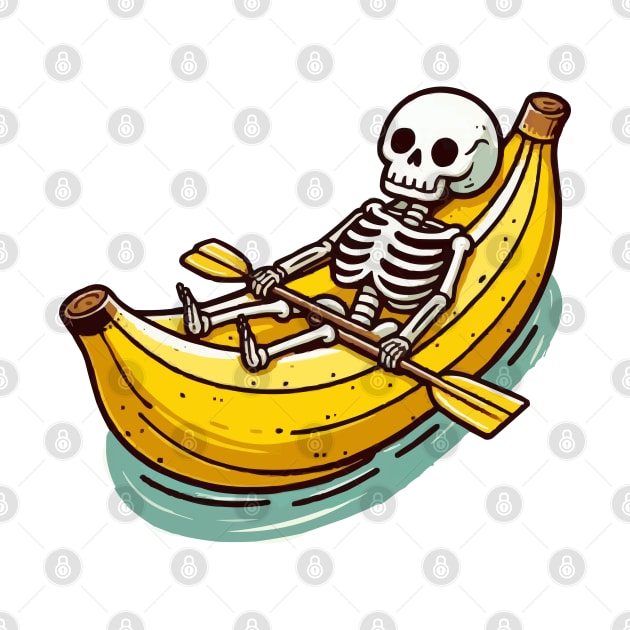 Funny Skeleton On Banana Canoe by fikriamrullah