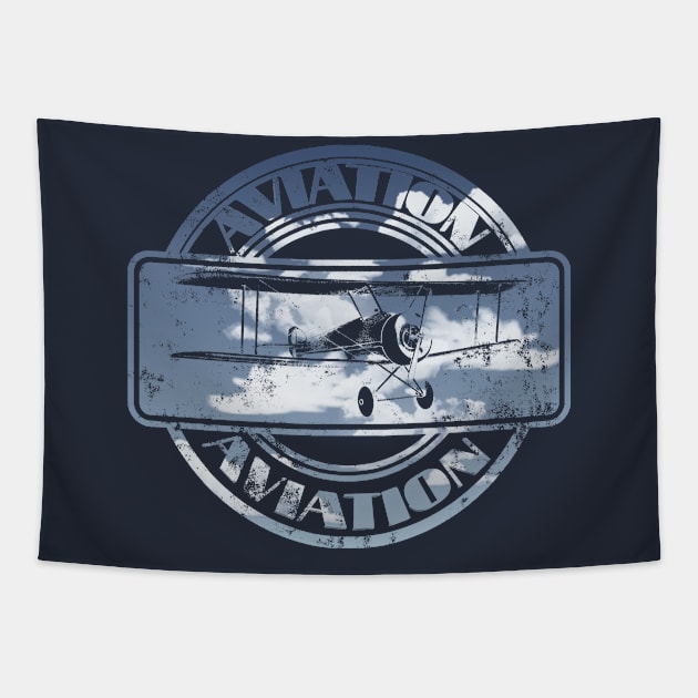 Retro Aviation Badge Tapestry by macdonaldcreativestudios