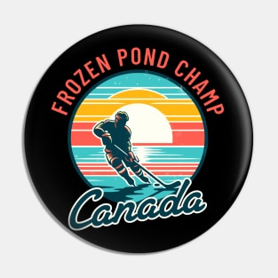 Vintage Canadian Hockey Player Sunset Tee - Pond Champion Pin