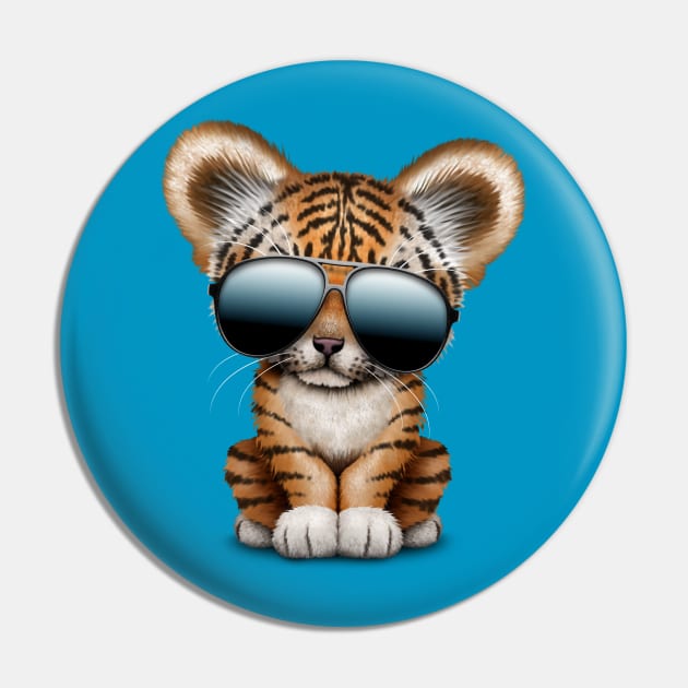 Cute Baby Tiger Wearing Sunglasses Pin by jeffbartels