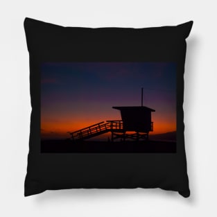 Sunset Lifeguard Hut, Zuma beach, Malibu, California Pillow